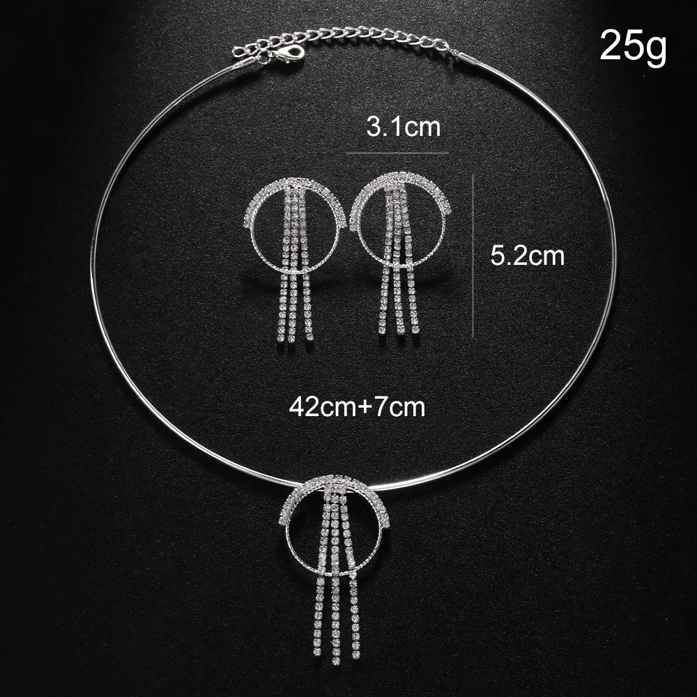 Round Tassel Necklace Luxury Earring Set.