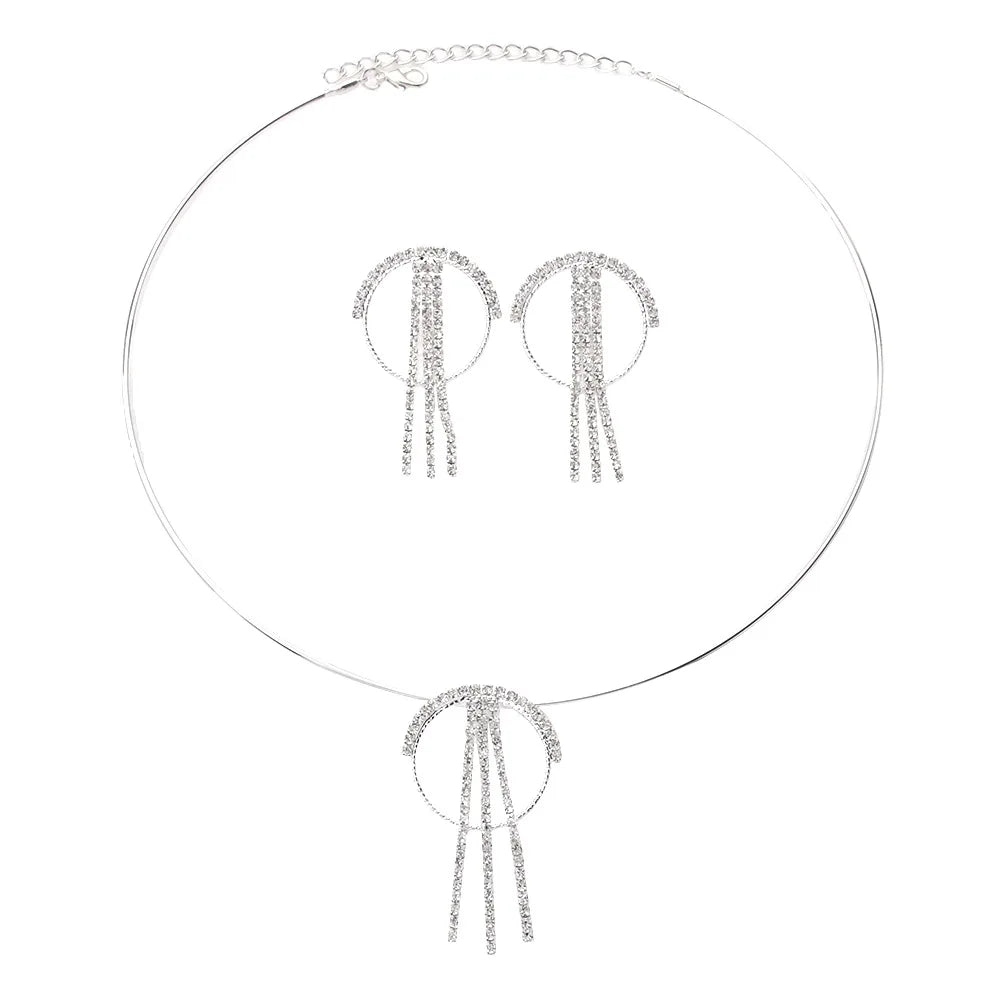 Round Tassel Necklace Luxury Earring Set.