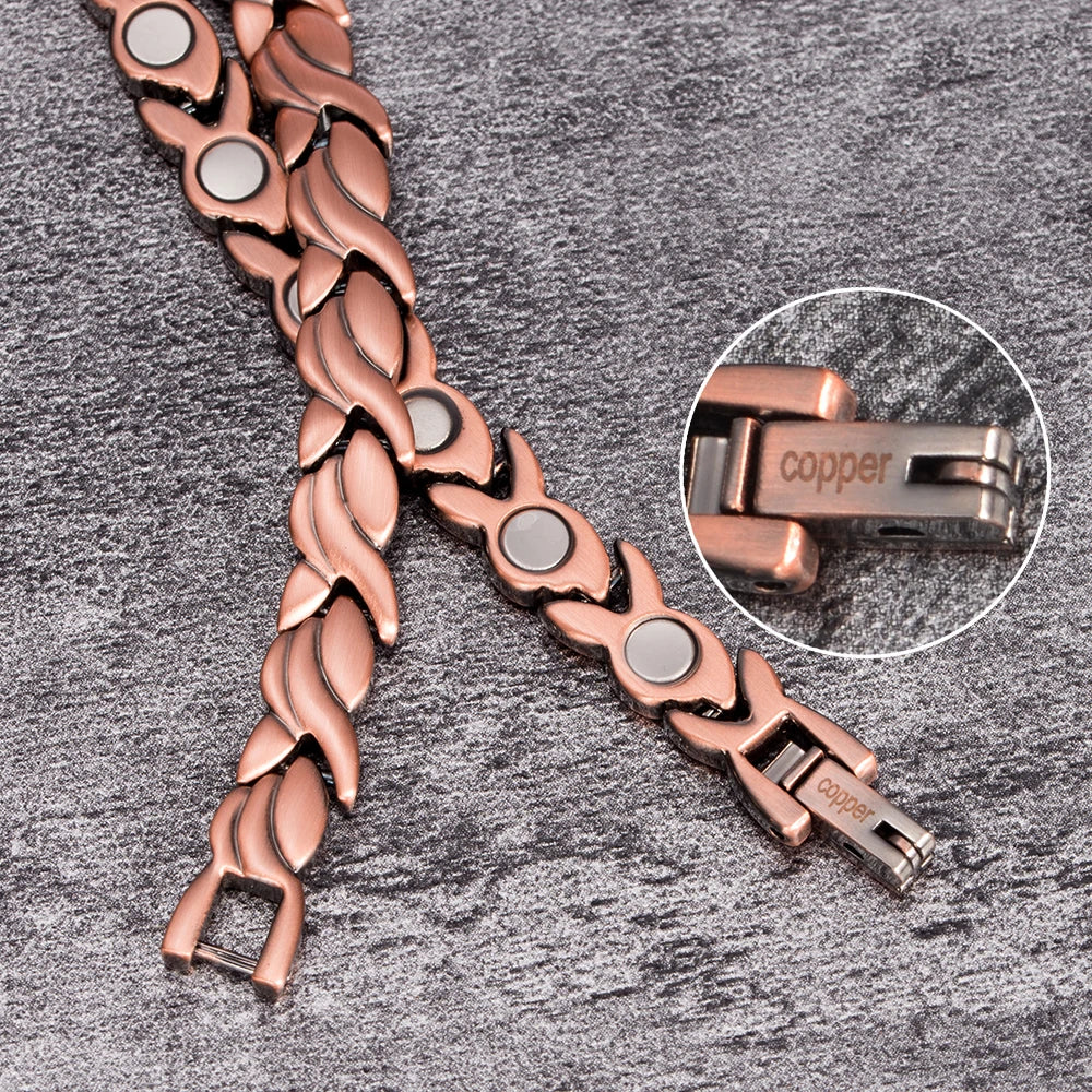 Magnetic Pure Copper Chain Health Energy Arthritis Pain Bracelets For Women.
