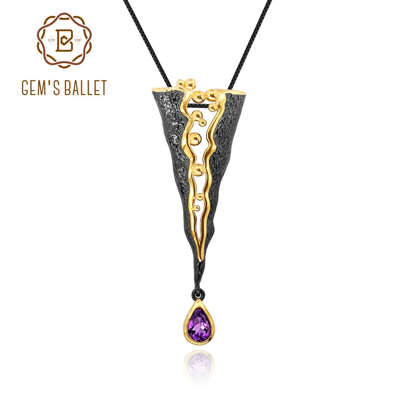 GEM'S BALLET 925 Silver Jewelry Handmade Pendant Necklace