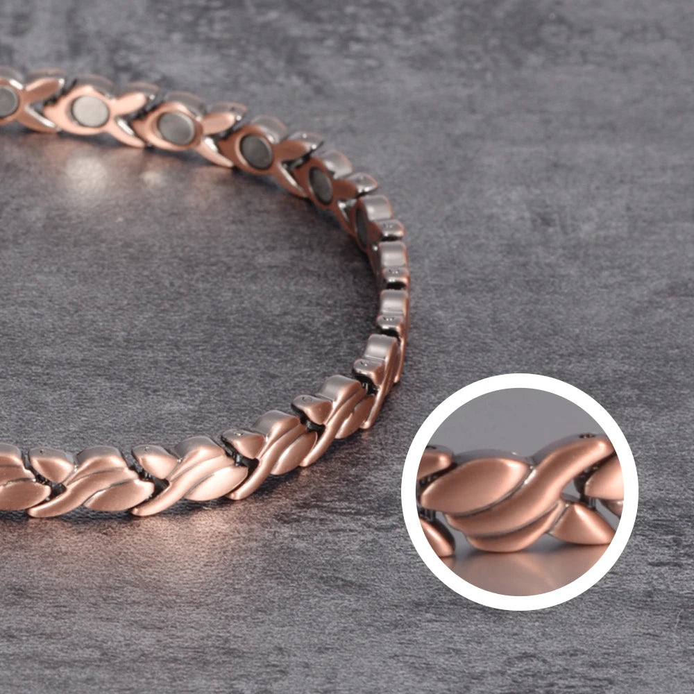 Magnetic Pure Copper Chain Health Energy Arthritis Pain Bracelets For Women.