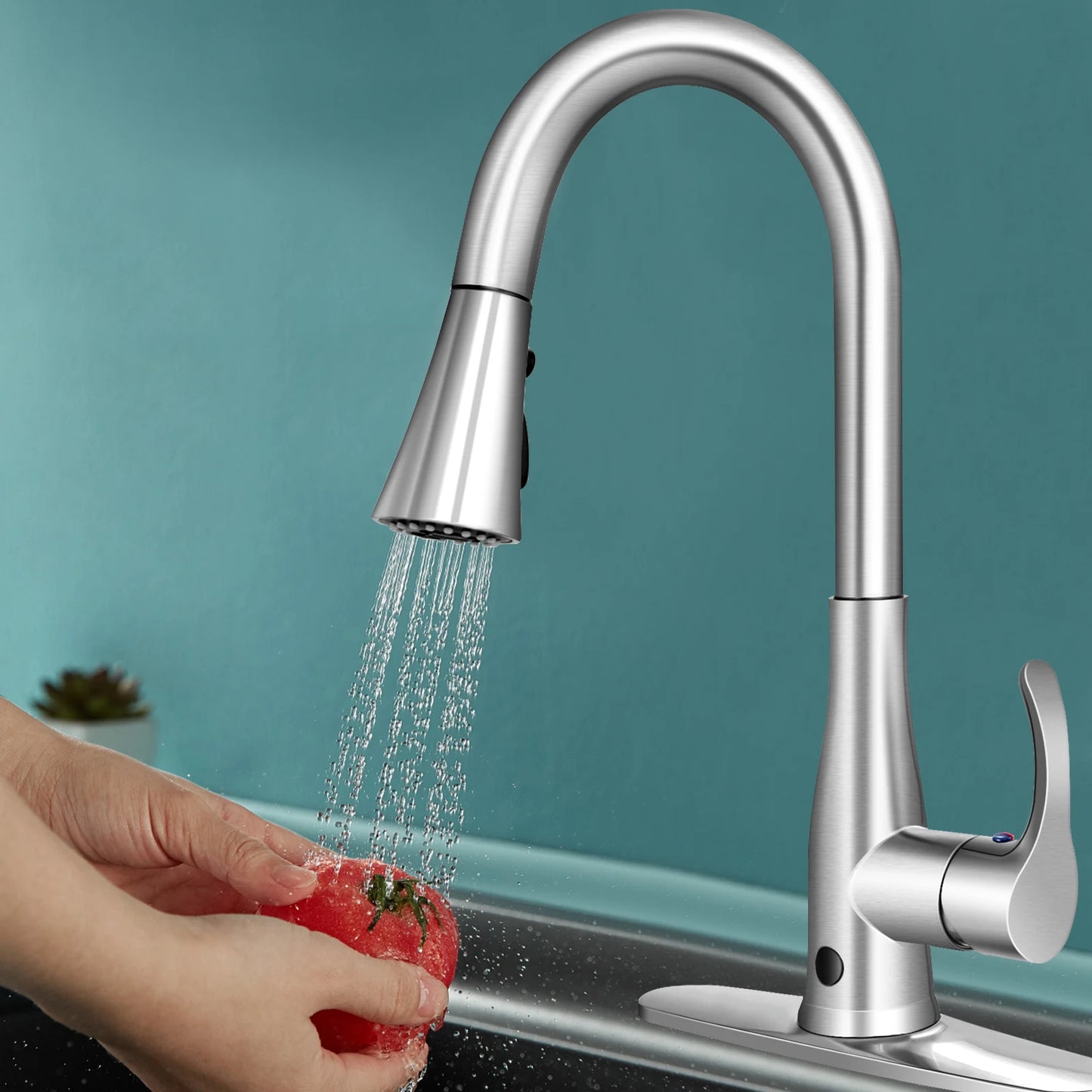 Touchless Kitchen Faucet 360° Swivel Single Handle Sensor 3 Mode Sprayer
