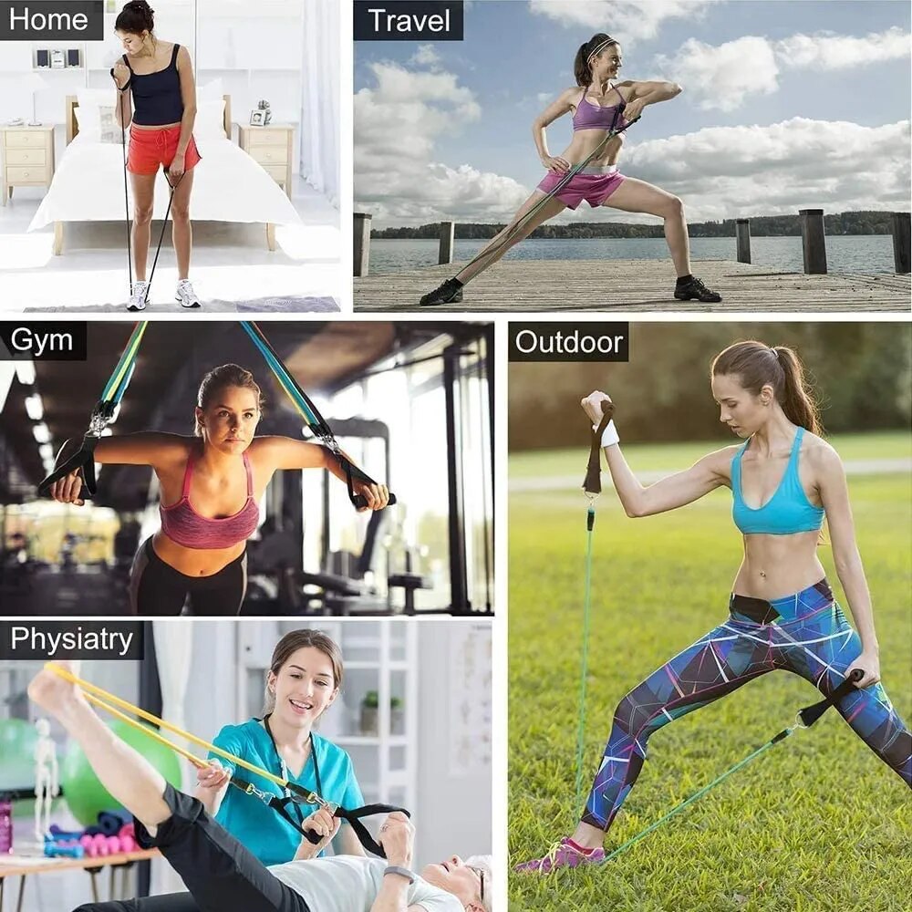Resistance Bands 11pcs Latex Pilates Yoga Crossfit Fitness Strength Tubes Pull Rope