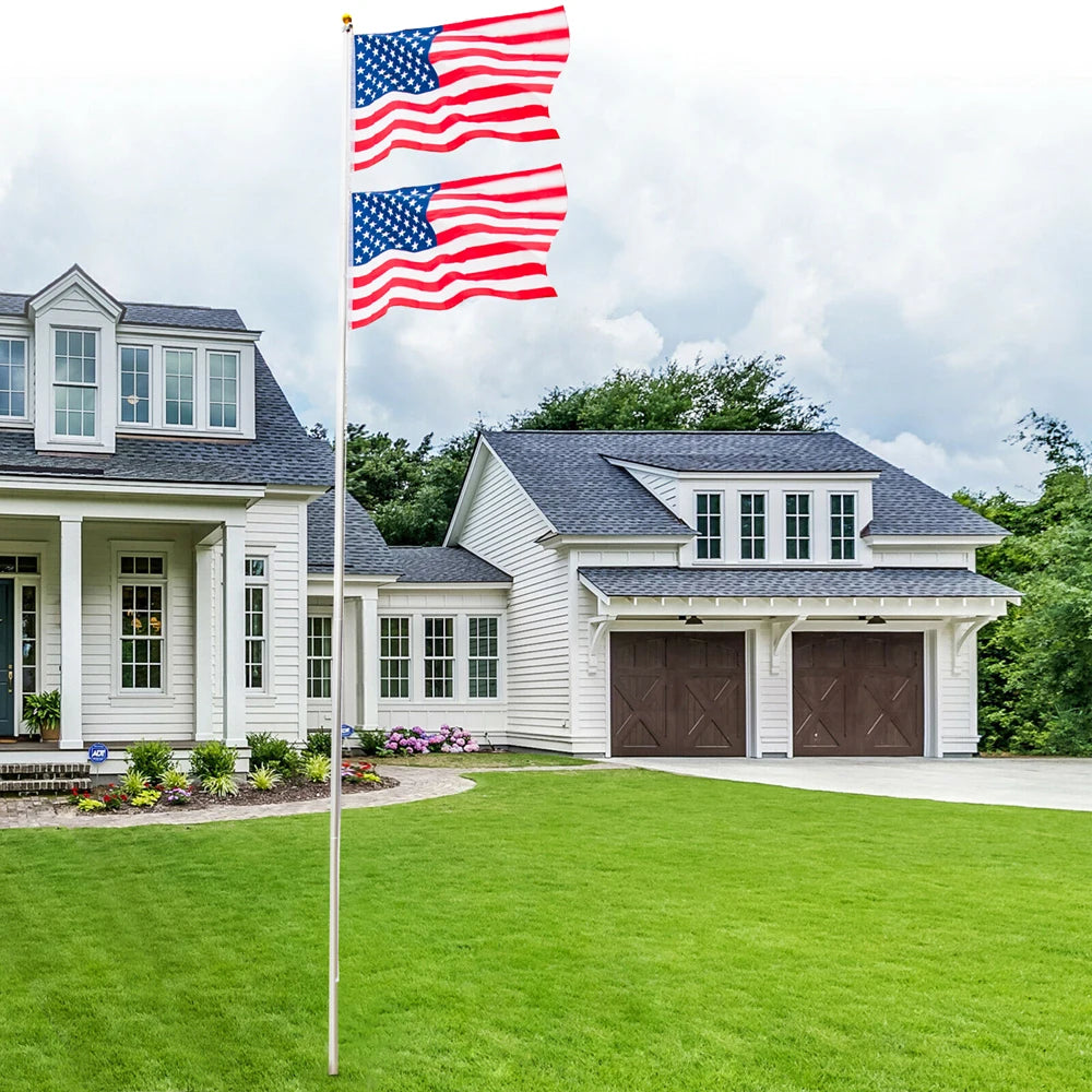 20/25Ft Height Solemn Outdoor Decoration US America Flag Flagpole