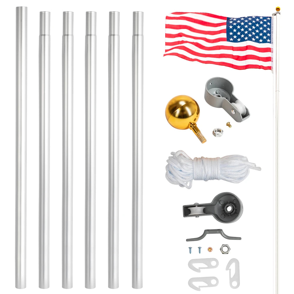 20/25Ft Height Solemn Outdoor Decoration US America Flag Flagpole