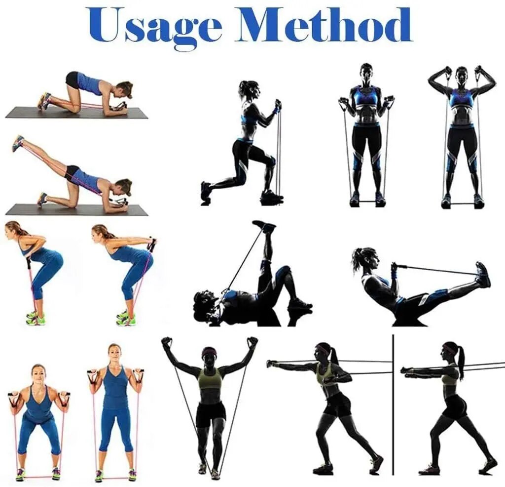 Resistance Bands 11pcs Latex Pilates Yoga Crossfit Fitness Strength Tubes Pull Rope