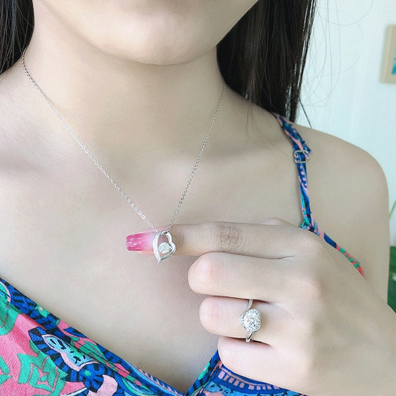 Sterling Silver
Jewelry Dancing Diamond Heart Pendant Necklace