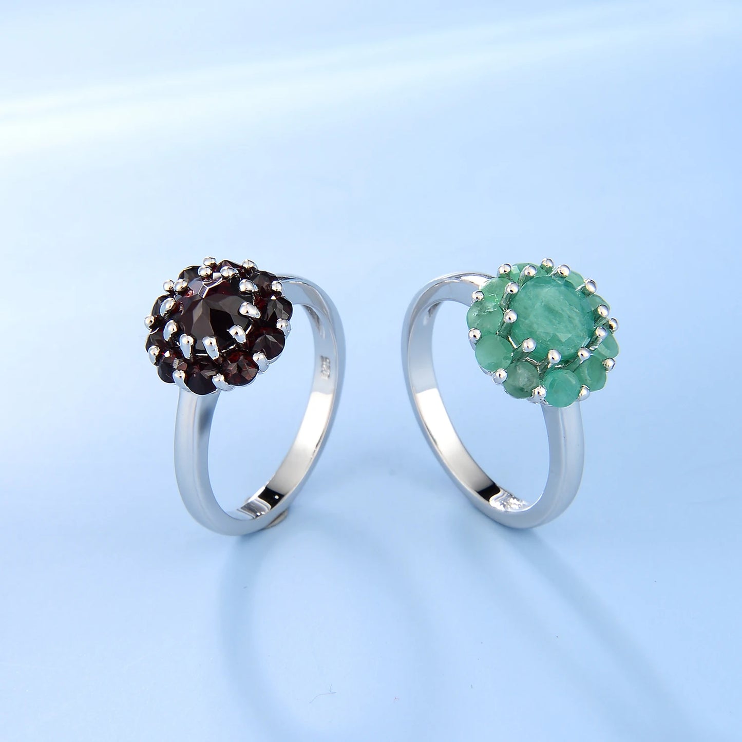 GEM'S BALLET 925 Sterling Silver Gemstone Cluster Black Garnet Jewelry