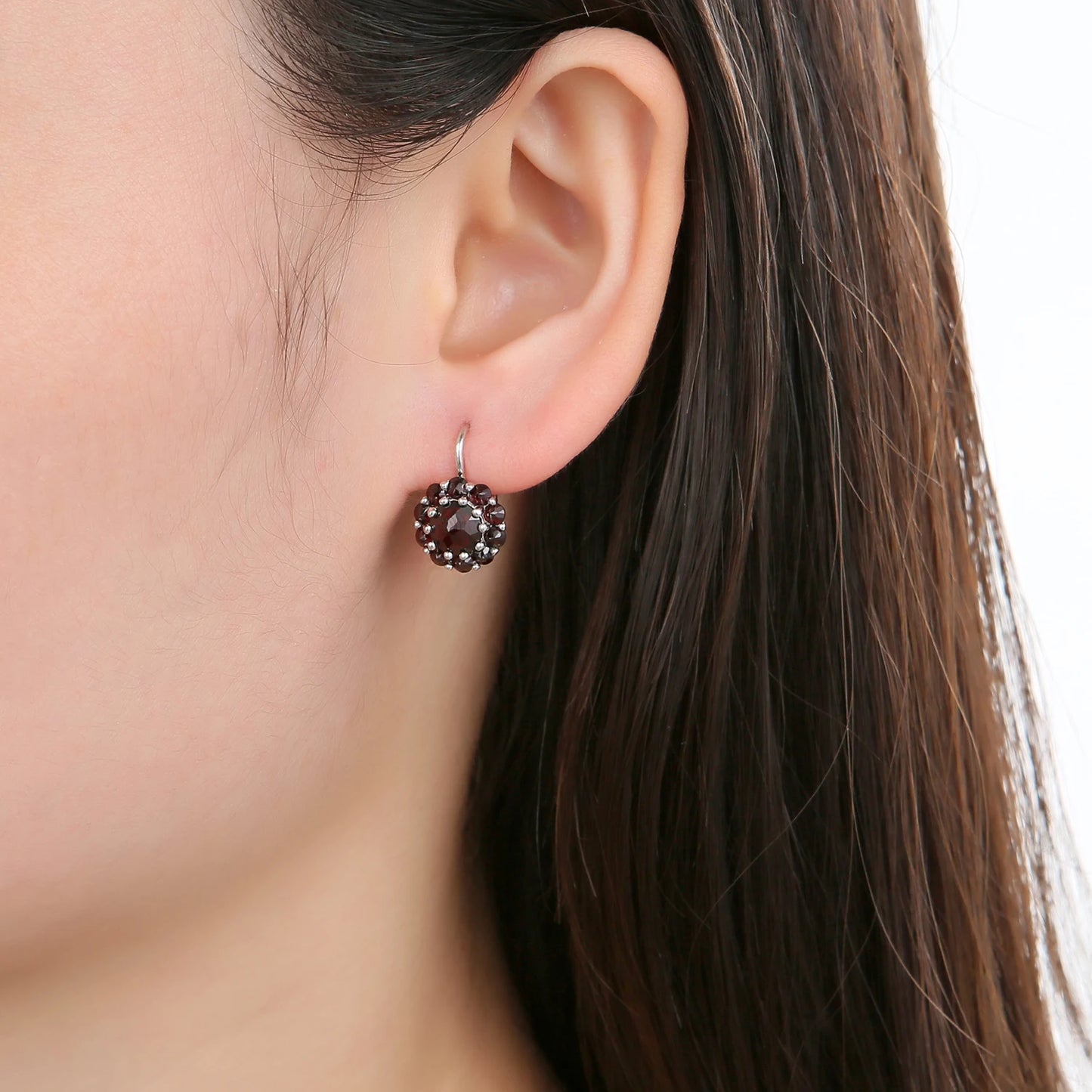 GEM'S BALLET 925 Sterling Silver Gemstone Cluster Black Garnet Jewelry