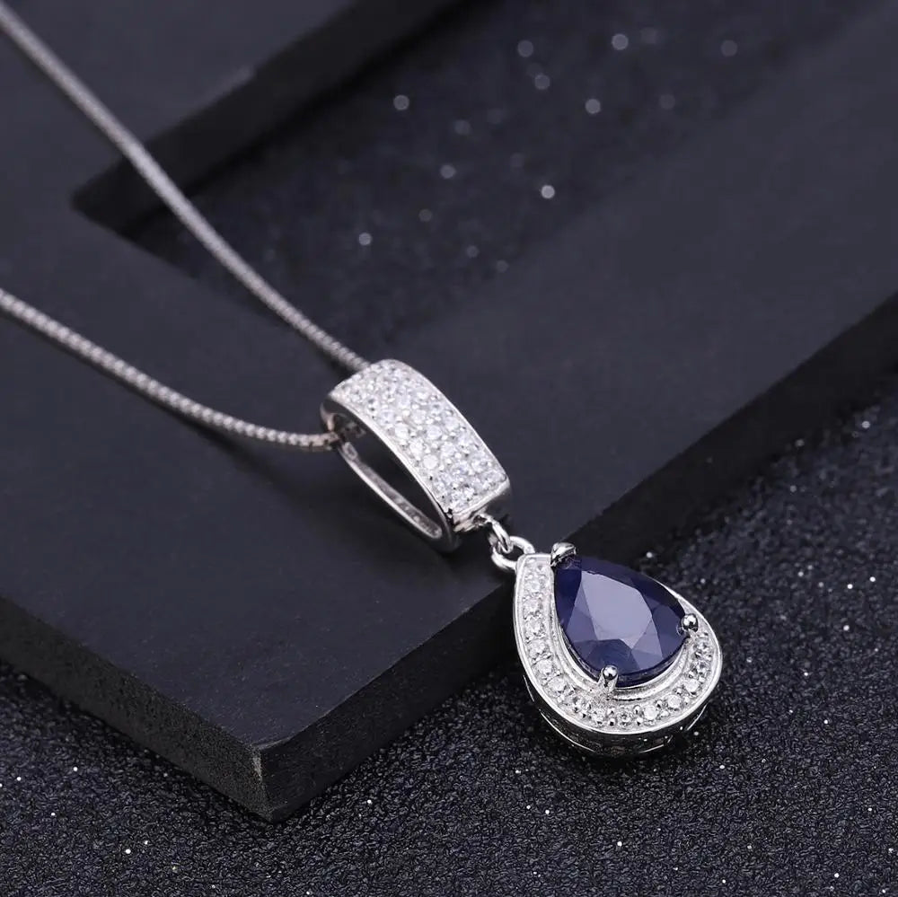 GEM'S BALLET Classic Natural Blue Sapphire Gemstone Jewelry Set