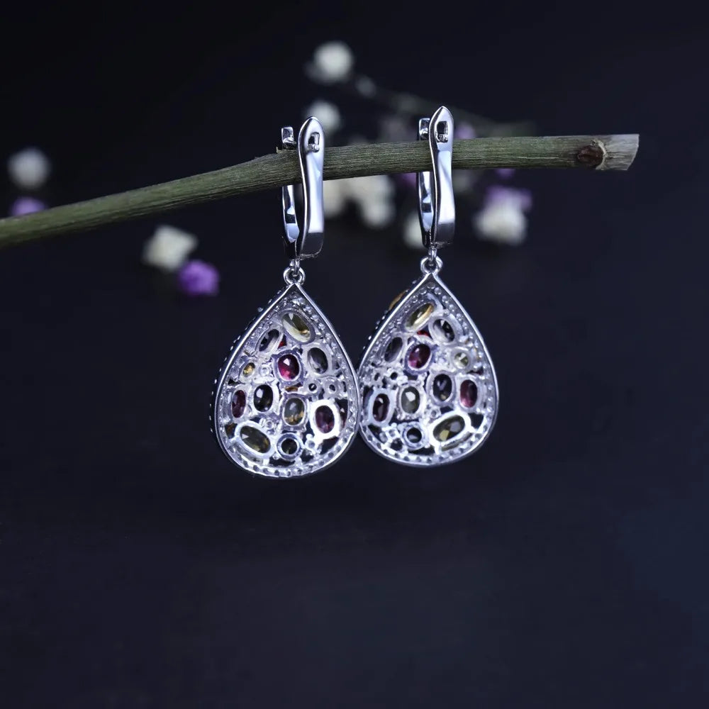 GEM'S BALLET Luxury 925 Sterling Silver Jewelry Set For Women