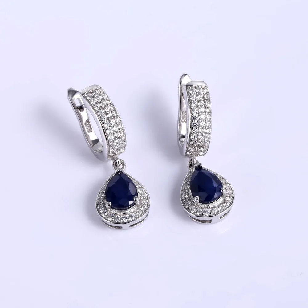 GEM'S BALLET Classic Natural Blue Sapphire Gemstone Jewelry Set