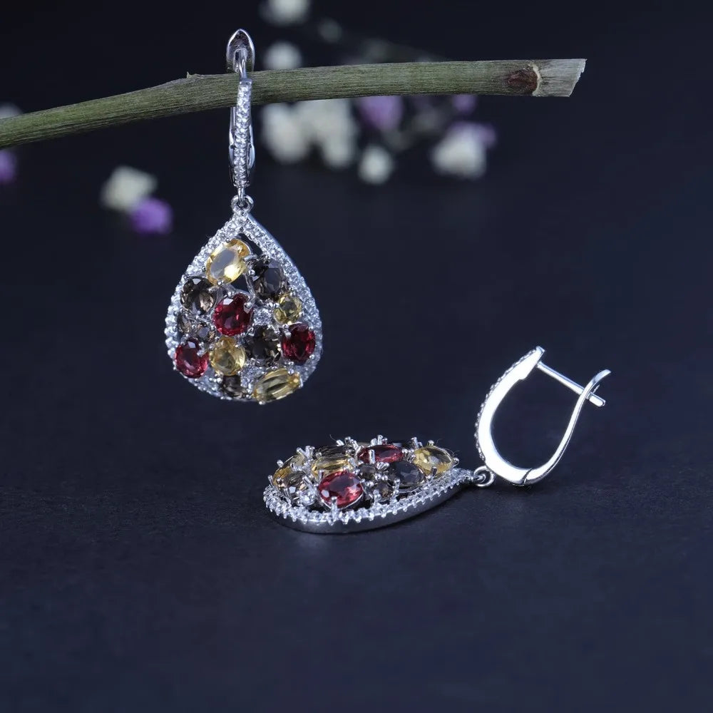 GEM'S BALLET Luxury 925 Sterling Silver Jewelry Set For Women