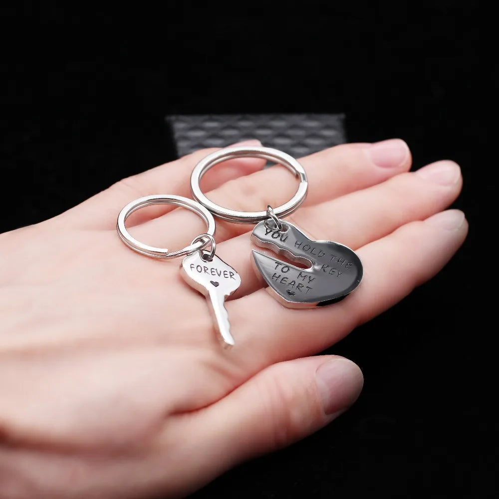 US STOCK 2Pcs Keychain for Men and Women "You hold the key to my heart Forever"