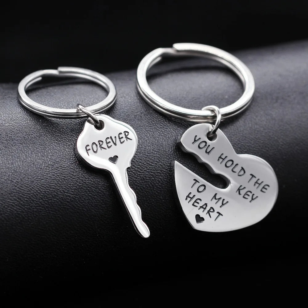 US STOCK 2Pcs Keychain for Men and Women "You hold the key to my heart Forever"
