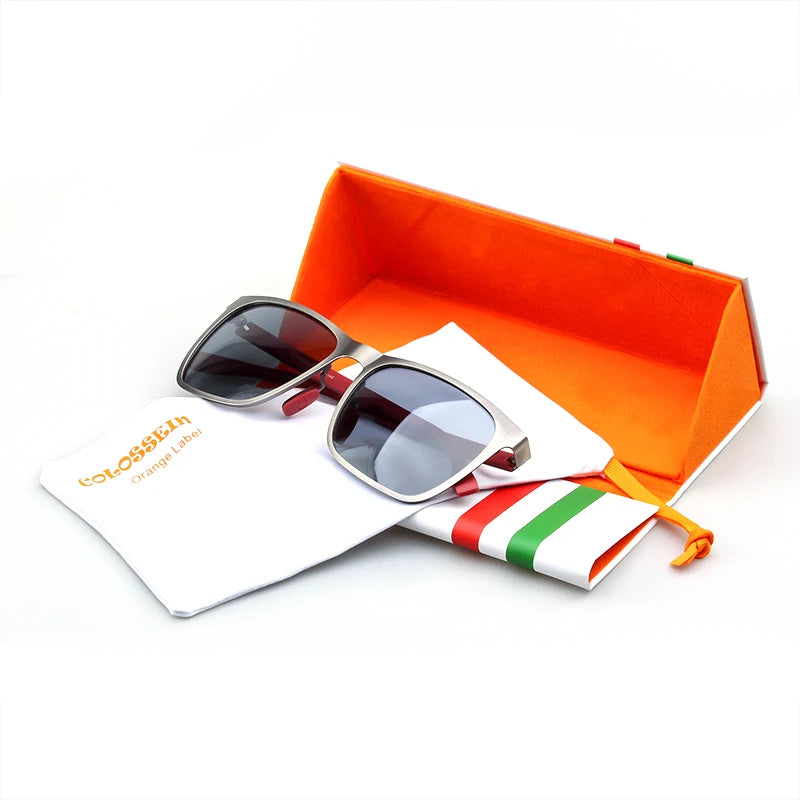 COLOSSEIN Sunglasses Men Polarized Classic Fashion Metal Square Frame Lens