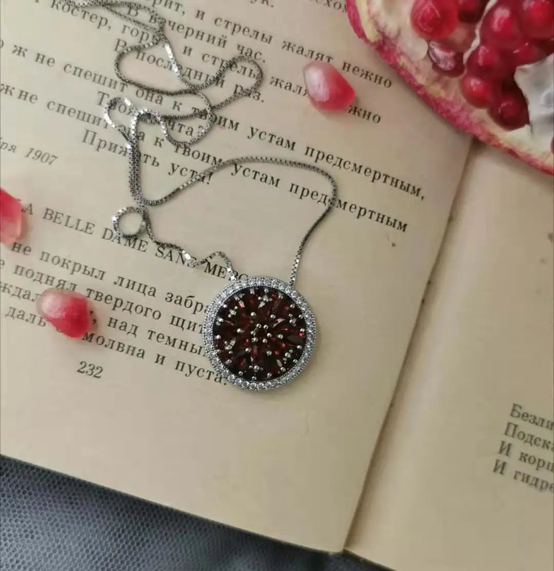 GEM'S BALLET Natural Red Garnet Gemstone Pendant For Elegant Women
