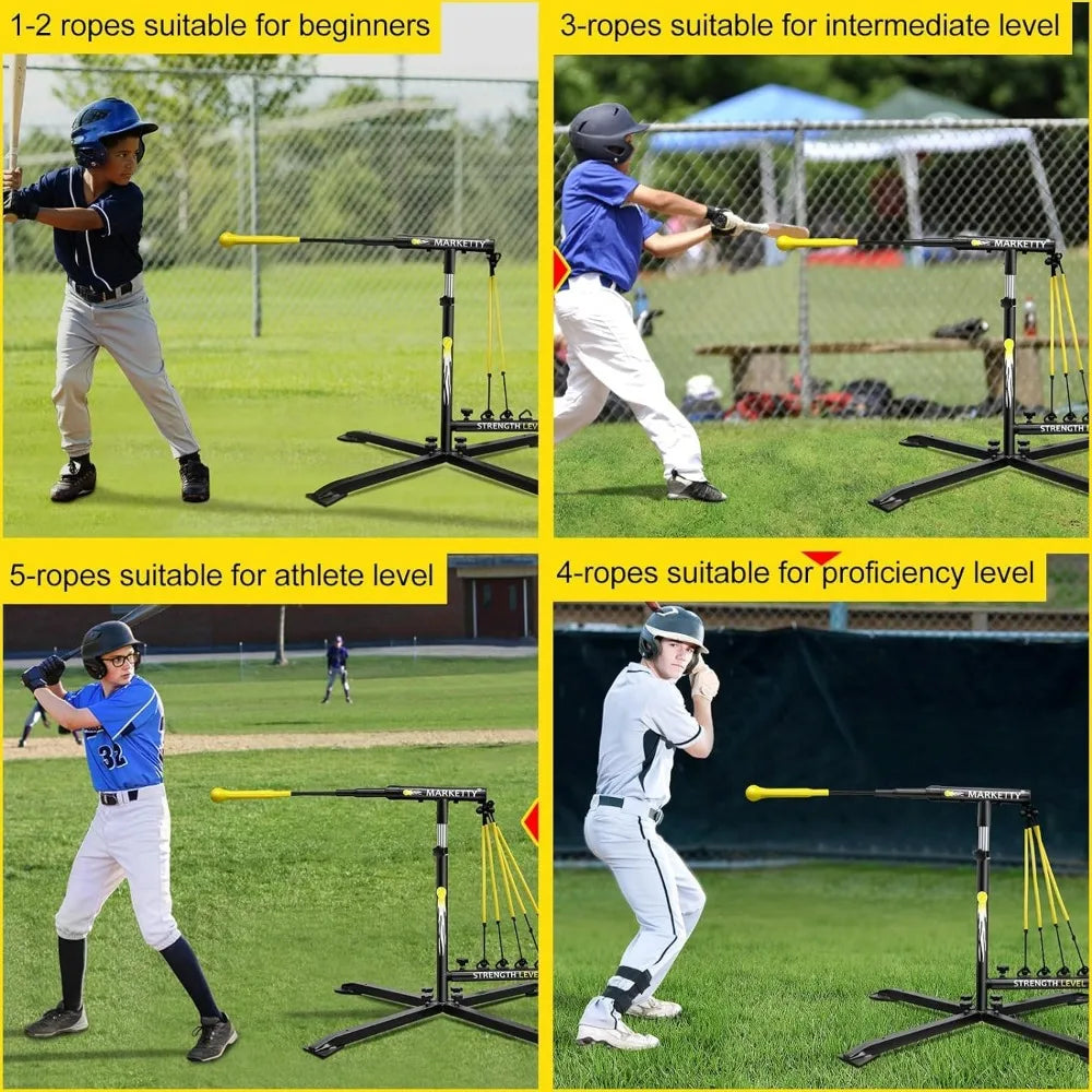 Baseball Hitting Trainer with 5 Tension Rope,Baseball & Softball Aid machine