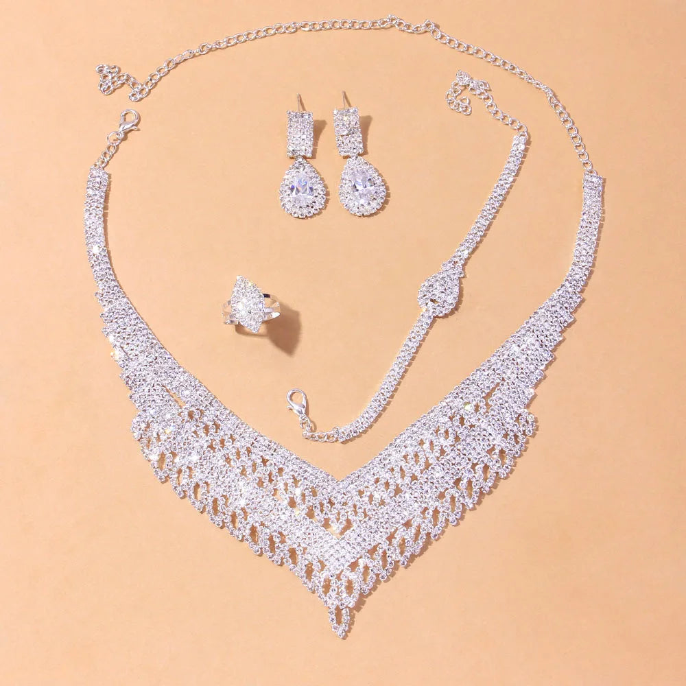 Hollow Rhinestone Necklace Sets Jewelry for Women