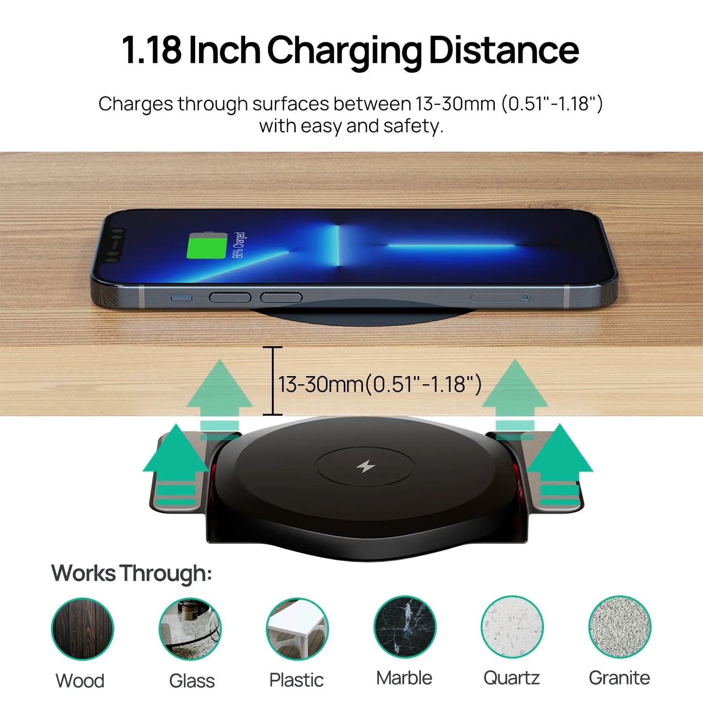 Invisible Wireless Under Table Charger Furniture Desk Station for iPhone