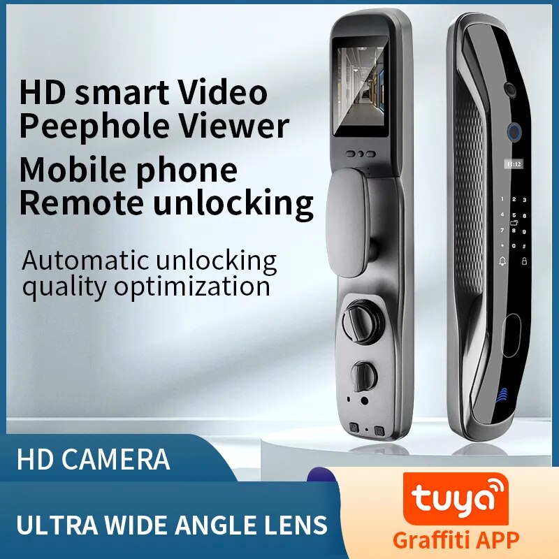 New Biometric Fingerprint Lock Security Smart Door camera Lock