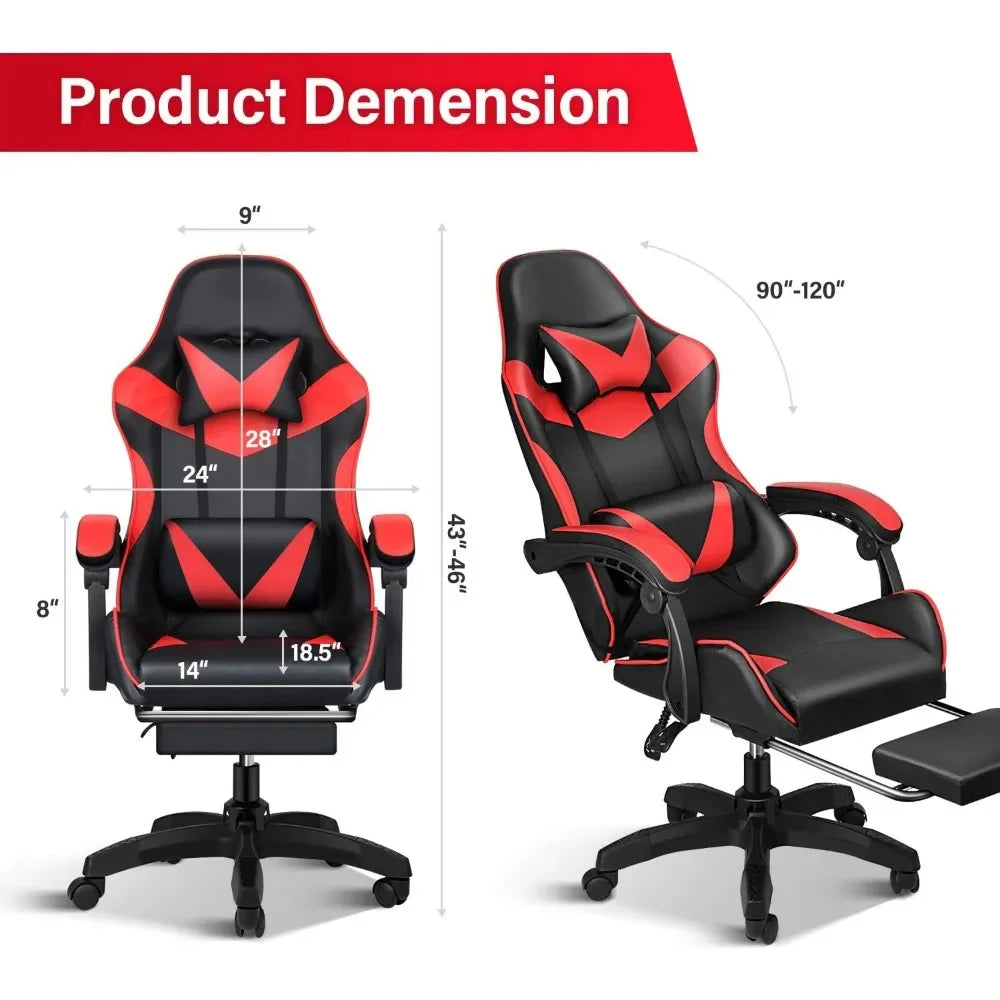 Gaming Chair Office Chairs Backrest and Seat Height Adjustable Swivel Recliner