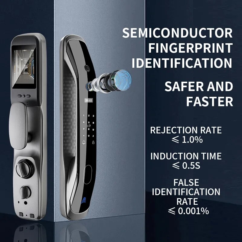 New Biometric Fingerprint Lock Security Smart Door camera Lock
