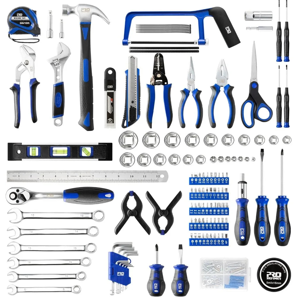 General Home/Auto Repair Tool Kit with Plastic Storage Toolbox