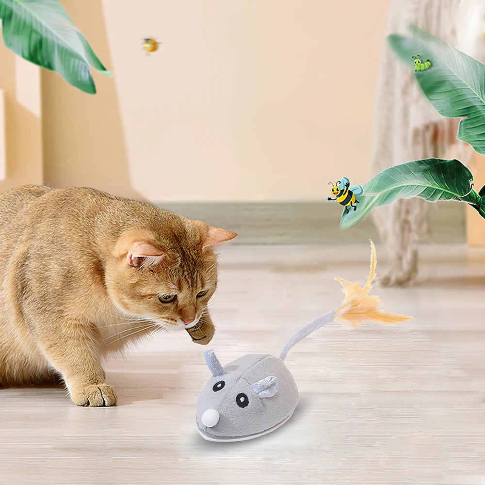 Cat Toys Automatic Interactive Plush Mouse Kitten Teaser