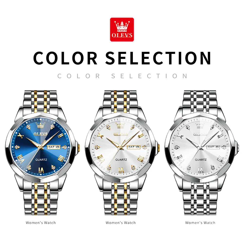 Men's Rhombus waterproof stainless steel luminous Quartz watch