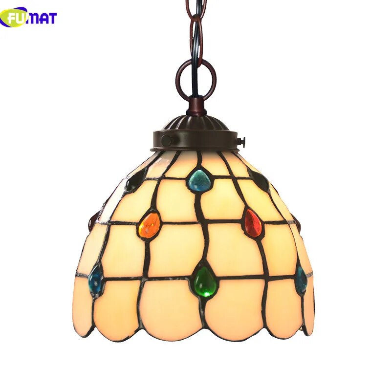 Tiffany Stained Glass Pendant Light Mediterranean Baroque LED Chandelier