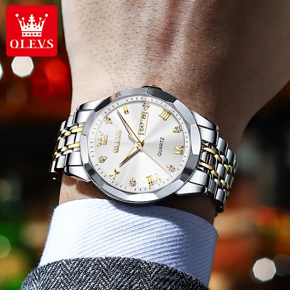 Men's Rhombus waterproof stainless steel luminous Quartz watch