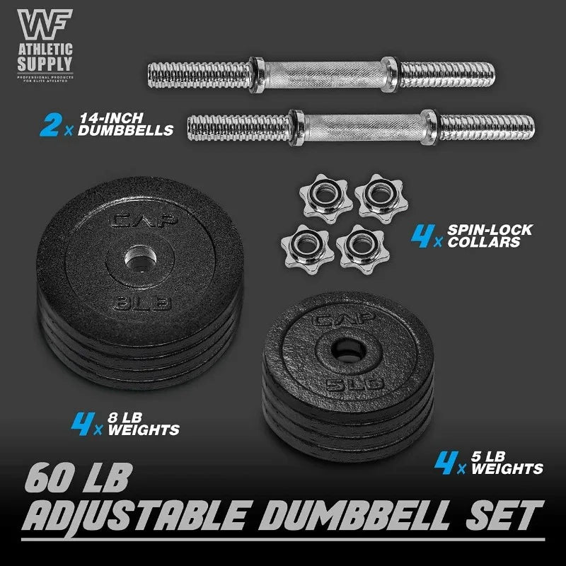 Adjustable Dumbbells 20lb 25lb 30lb 52.5lb & 100lb Options Exercise Fitness Equipment