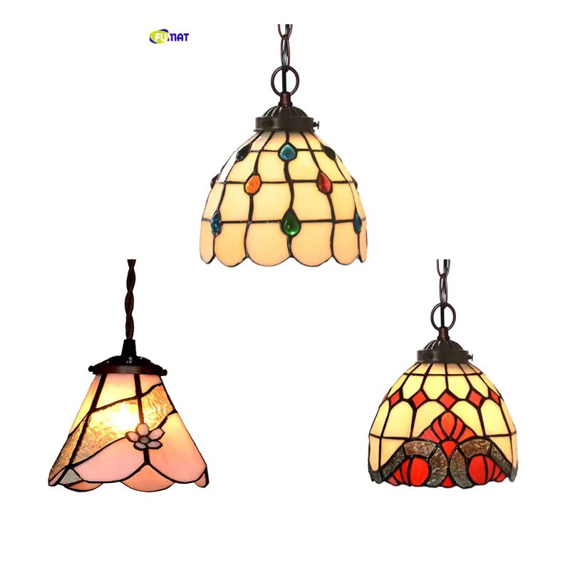 Tiffany Stained Glass Pendant Light Mediterranean Baroque LED Chandelier