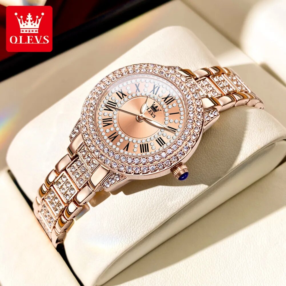 Women's Watch Quartz Luxury Diamond Stainless waterproof wristwatch