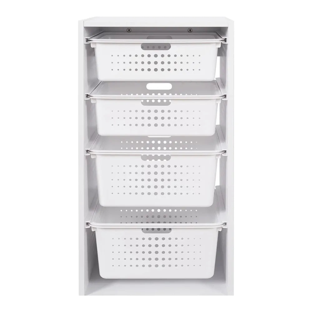 Kids Sliding Bin Organizer 4 Storage Bins, White Tool Box