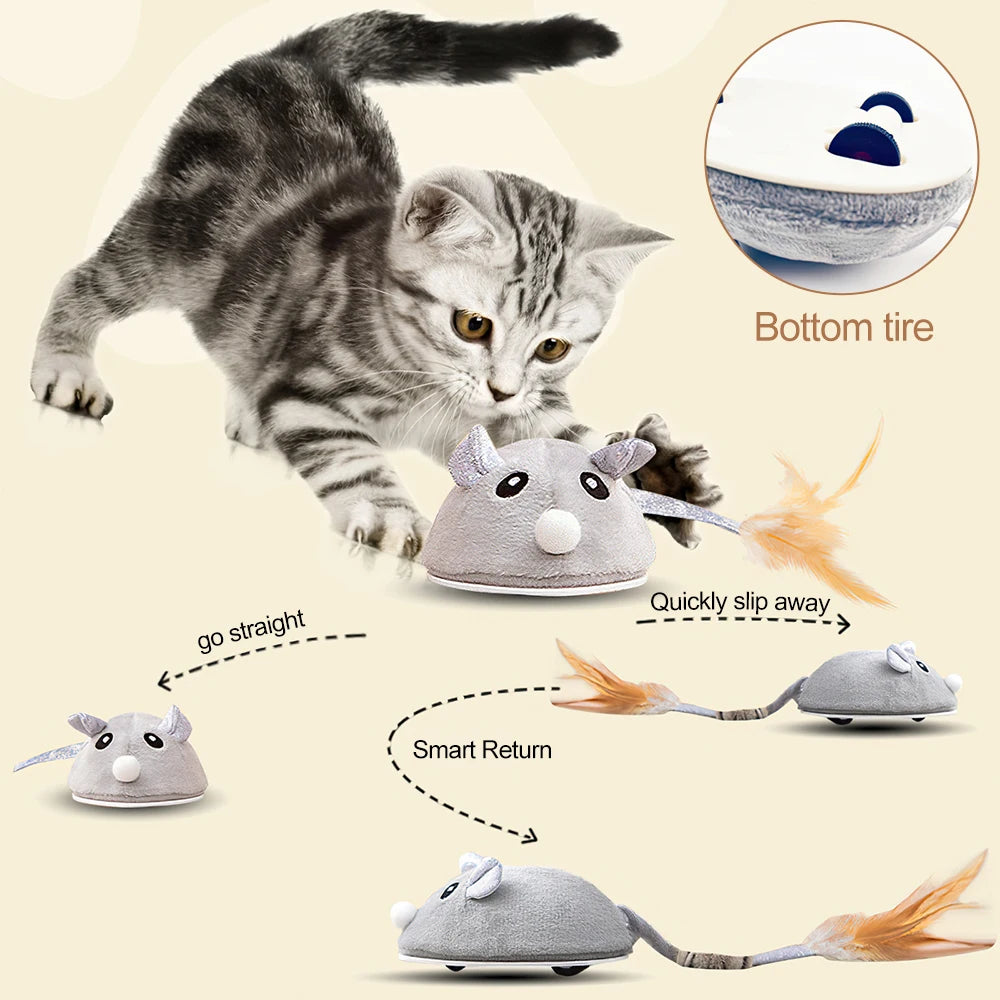 Cat Toys Automatic Interactive Plush Mouse Kitten Teaser