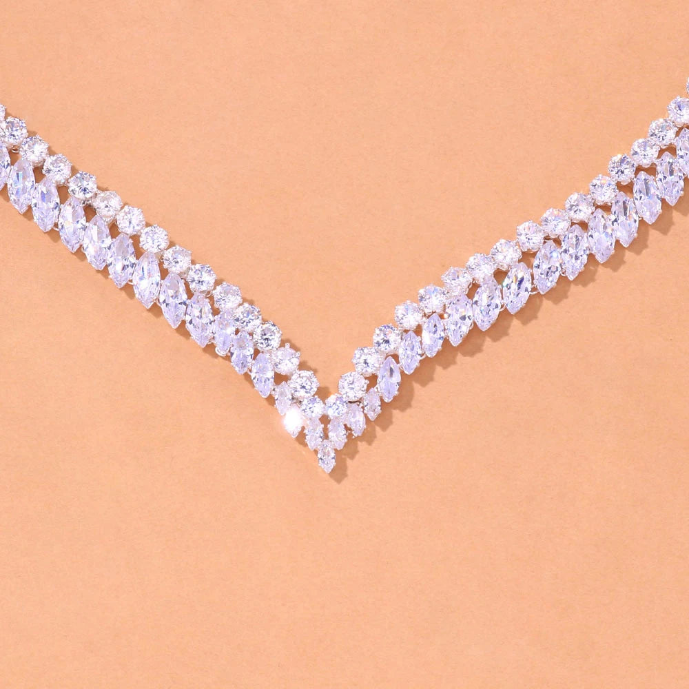 Luxury Zircon Necklace Earring Bracelet Set for Women