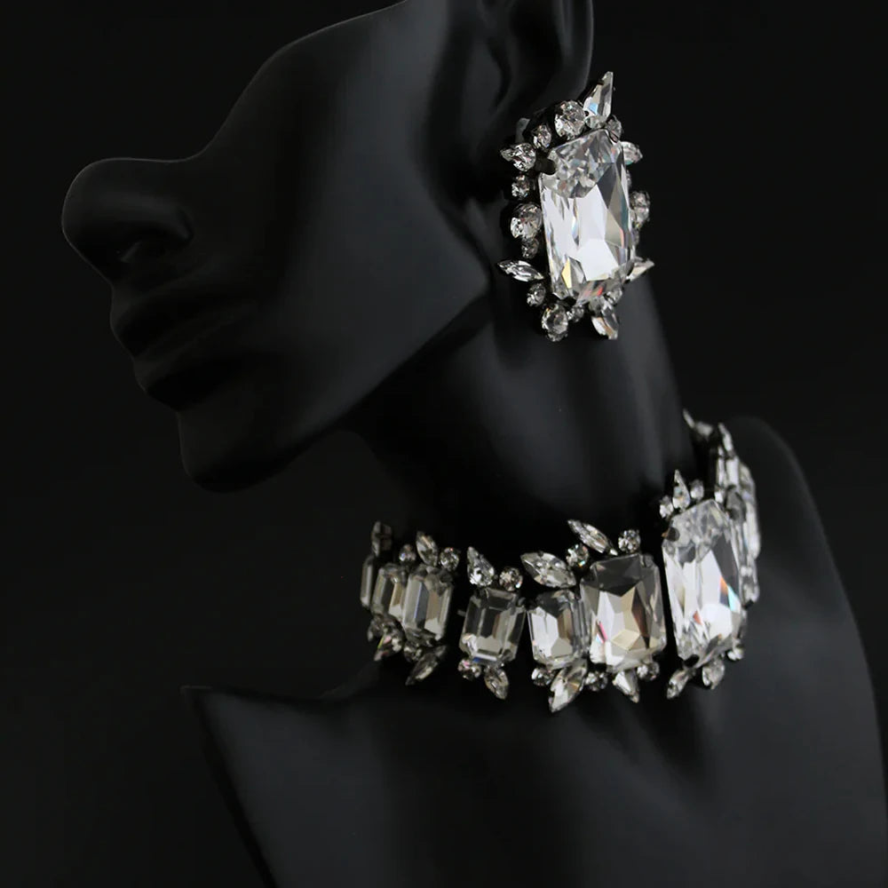 Geometric Necklace Earrings Square Women Jewelry Sets Girl Gift