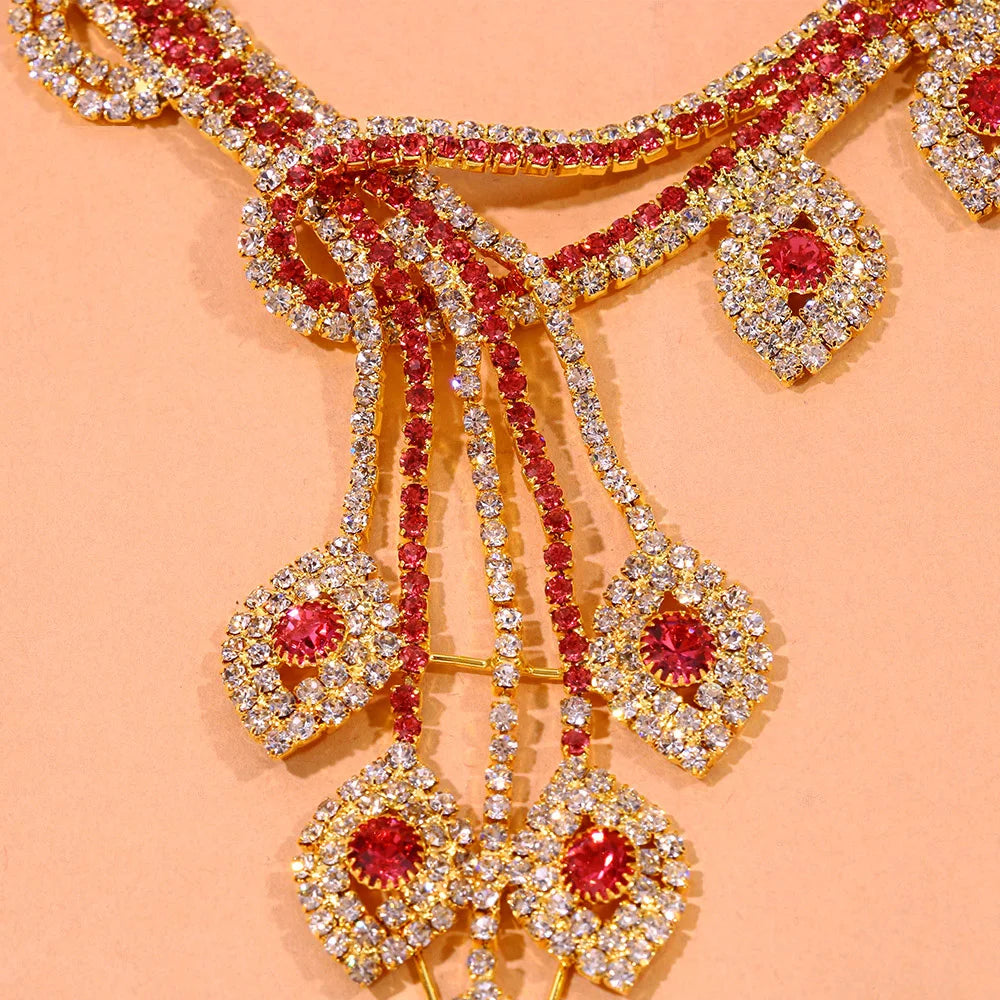 Luxury Crystal Leaf Jewelry Sets Accessories Necklace Earrings for Women