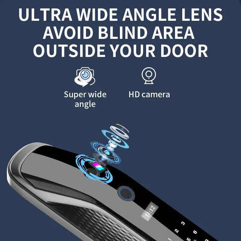 New Biometric Fingerprint Lock Security Smart Door camera Lock