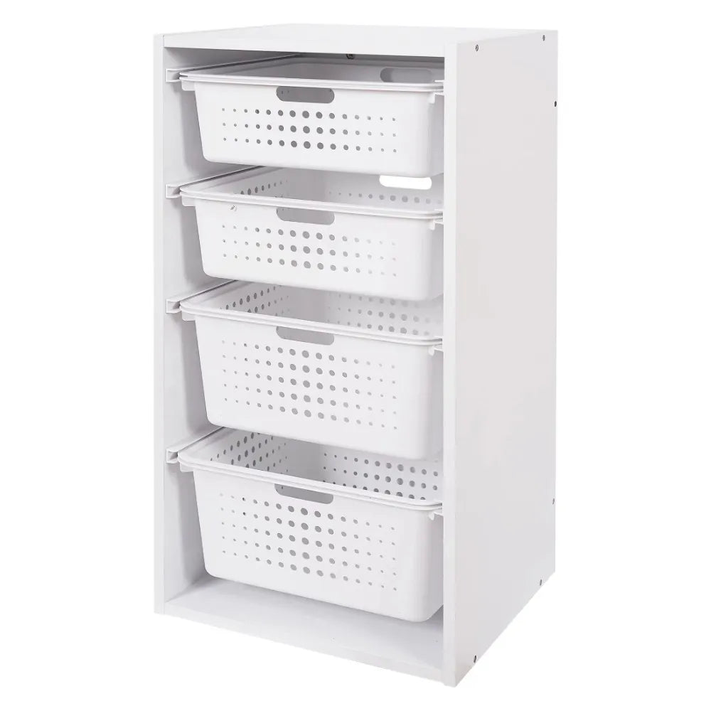 Kids Sliding Bin Organizer 4 Storage Bins, White Tool Box