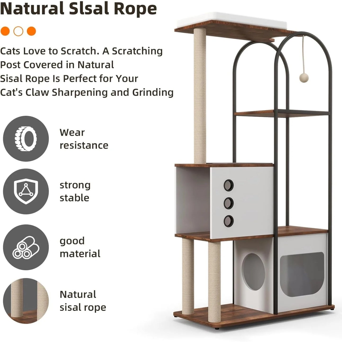 US Large Cat Tree 59 Inch, Multi-Level Cat Tower
