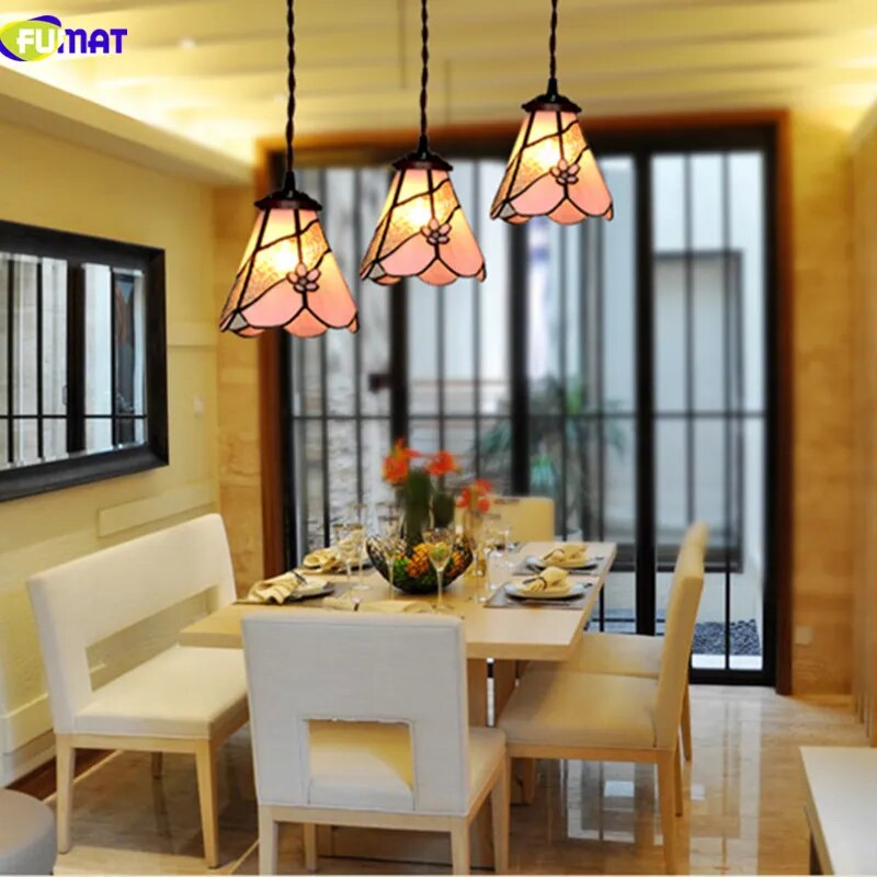 Tiffany Stained Glass Pendant Light Mediterranean Baroque LED Chandelier
