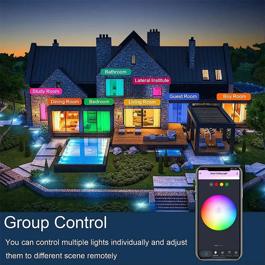 Bluetooth Smart Ceiling Light Voice Control Home Round Ceiling Chandelier