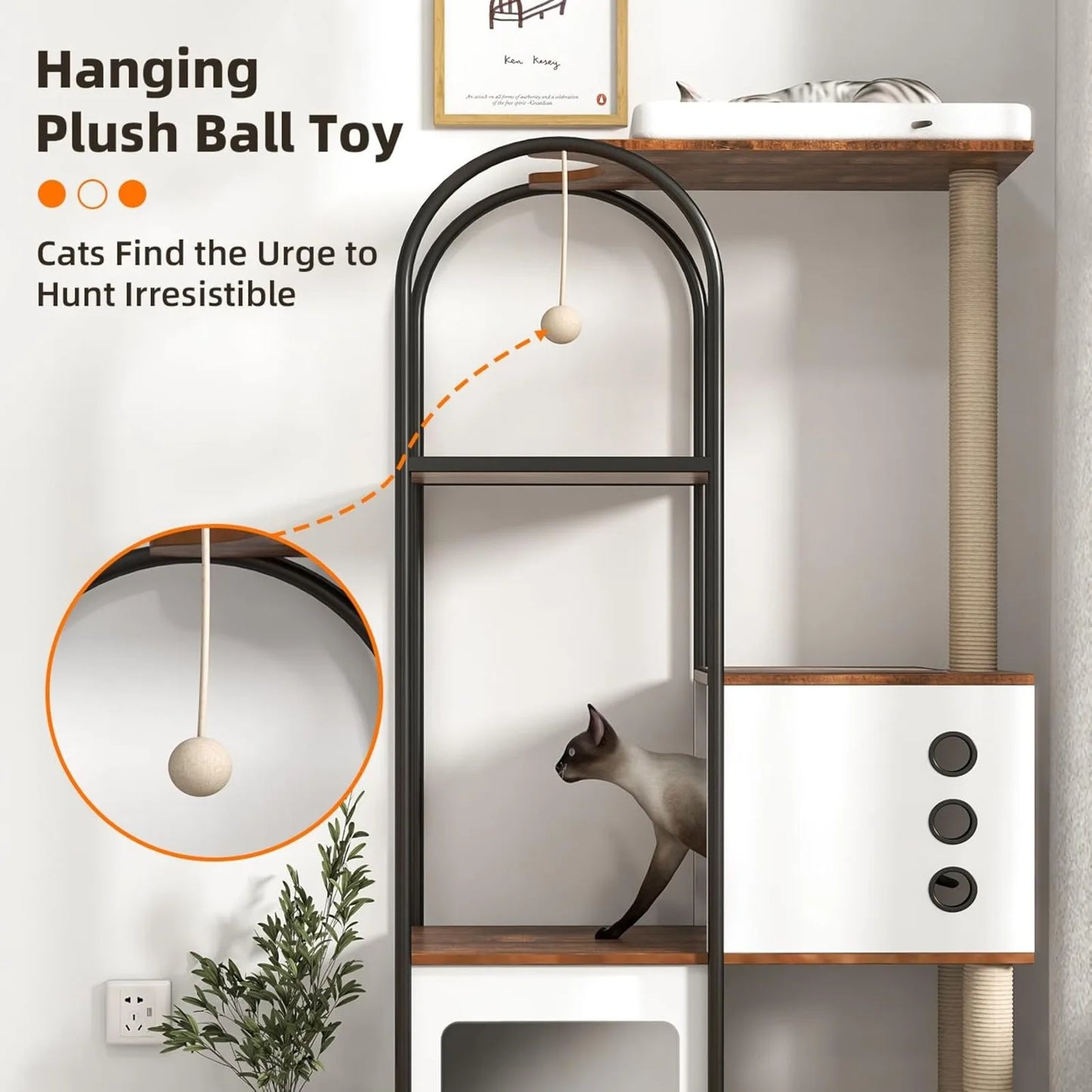 US Large Cat Tree 59 Inch, Multi-Level Cat Tower