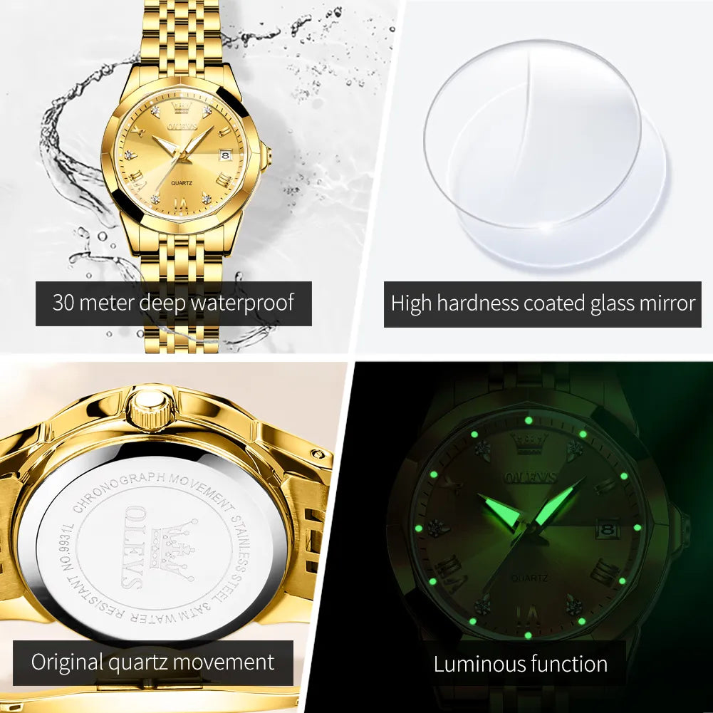 Women's Elegant Rhombus Original Quartz Ladies waterproof Wristwatch