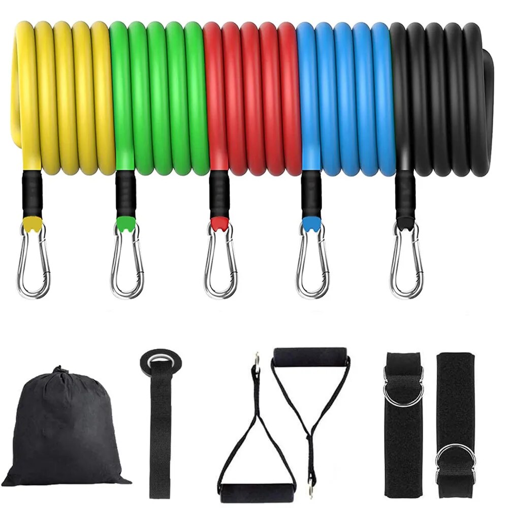 Resistance Bands 11pcs Latex Pilates Yoga Crossfit Fitness Strength Tubes Pull Rope