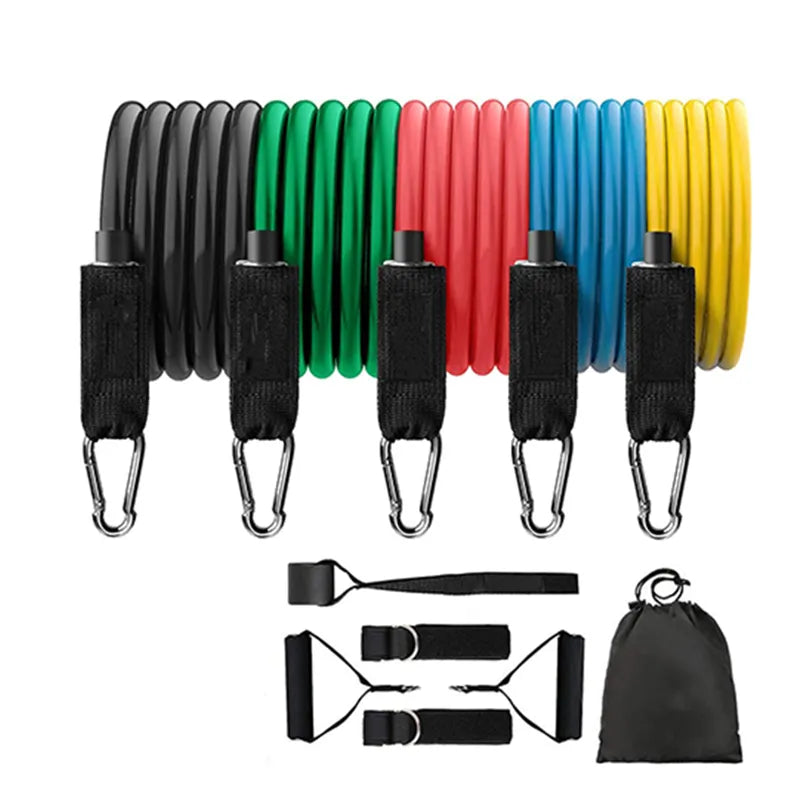 Resistance Bands 11pcs Latex Pilates Yoga Crossfit Fitness Strength Tubes Pull Rope