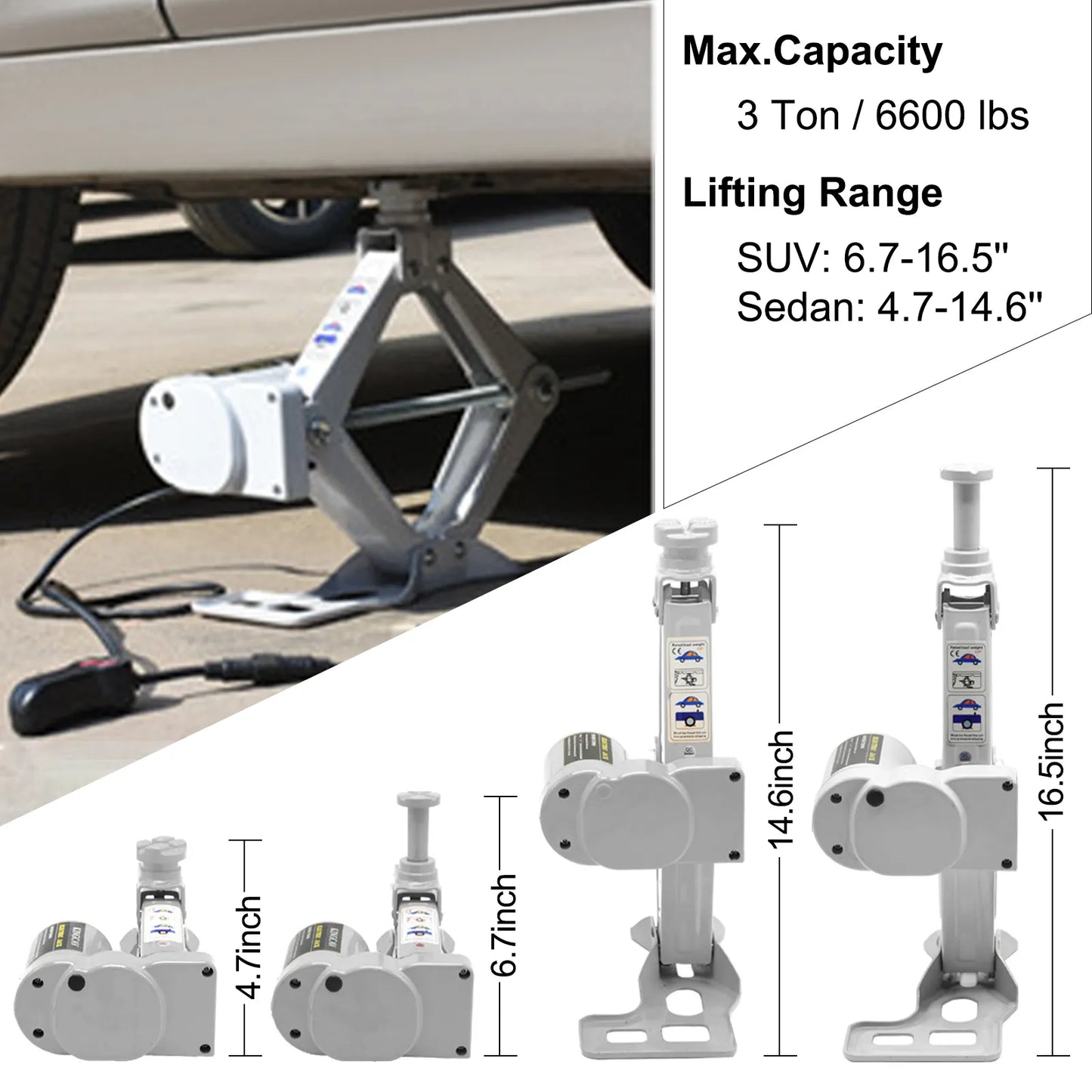 VEVOR 3 Ton Electric Car Jack Lifting Set DC 12V Car Scissors Floor Jacks Kit W/ Impact Wrench Air Pump SUV Auto Car Repair Tool